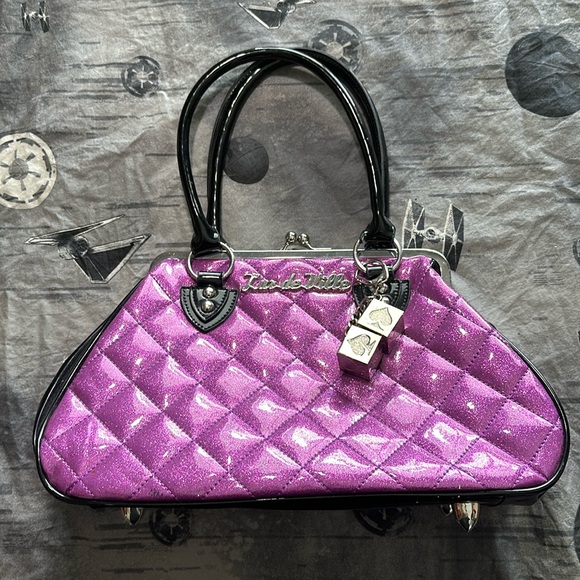 Lux de Ville Handbags - LUX DE VILLE KISSLOCK CRUISER VIOLET SPARKLE
